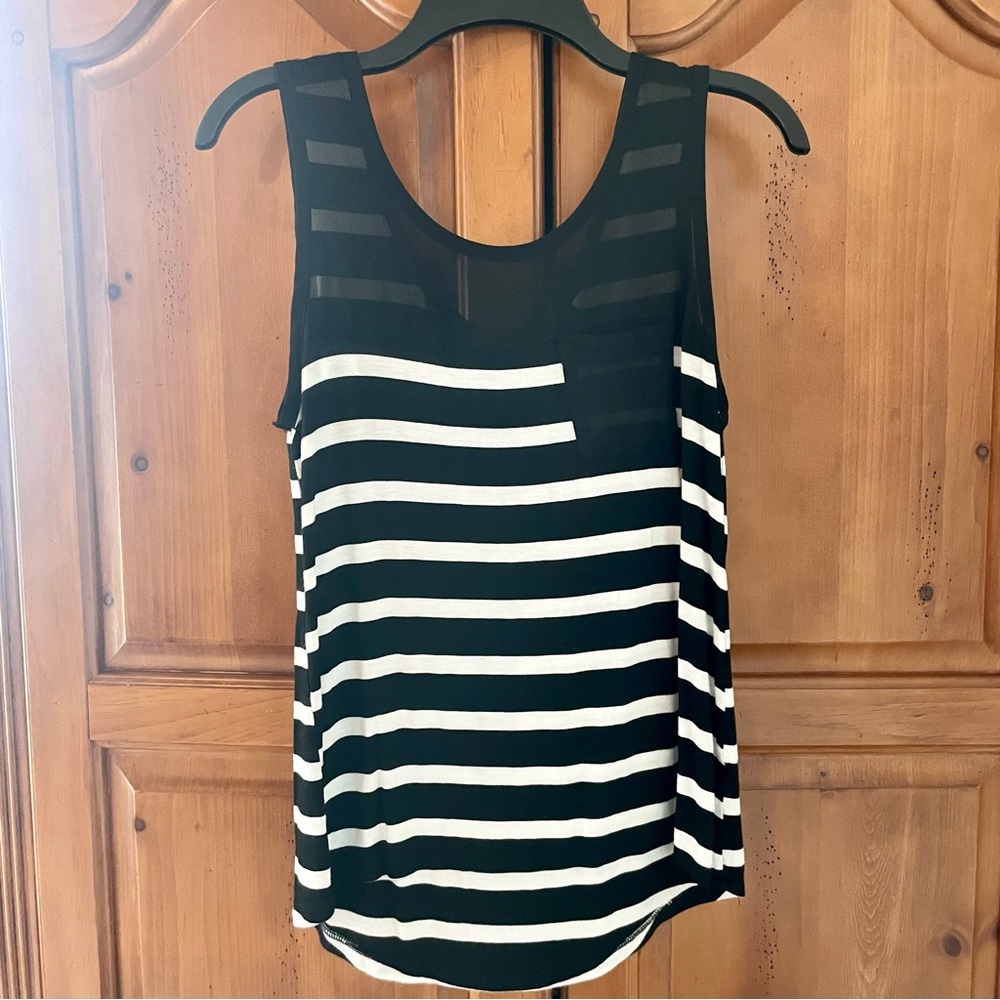 Black and white striped tank